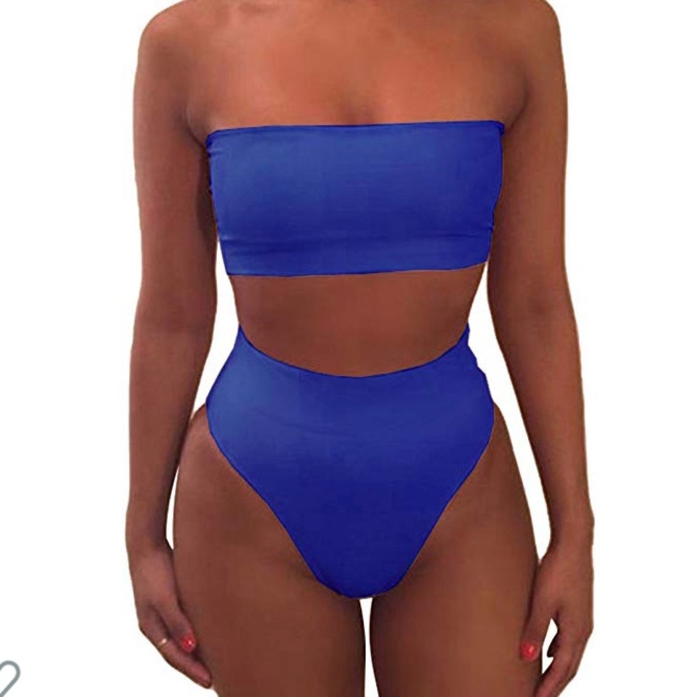 Bandeau high waisted swim set!!